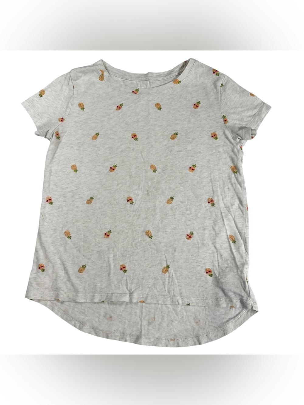 Old Navy Tee Pineapple Print Girls HighLow Short Sleeve T-Shirt Size L 10-12